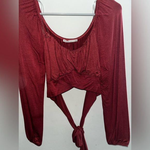 Red Cropped Tie Top - Picture 1 of 3
